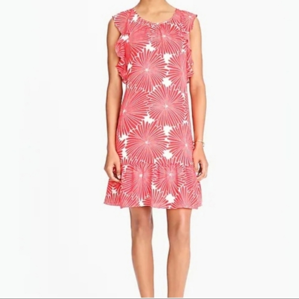 J CREW printed flutter sleeve summer dress, red and white, size s, NWT